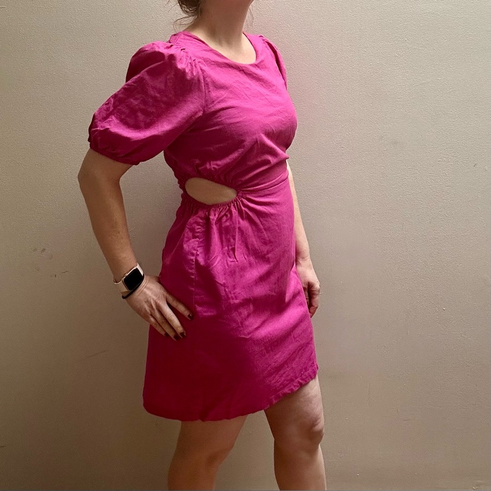 Pink cotton blend cut-out dress Size M
